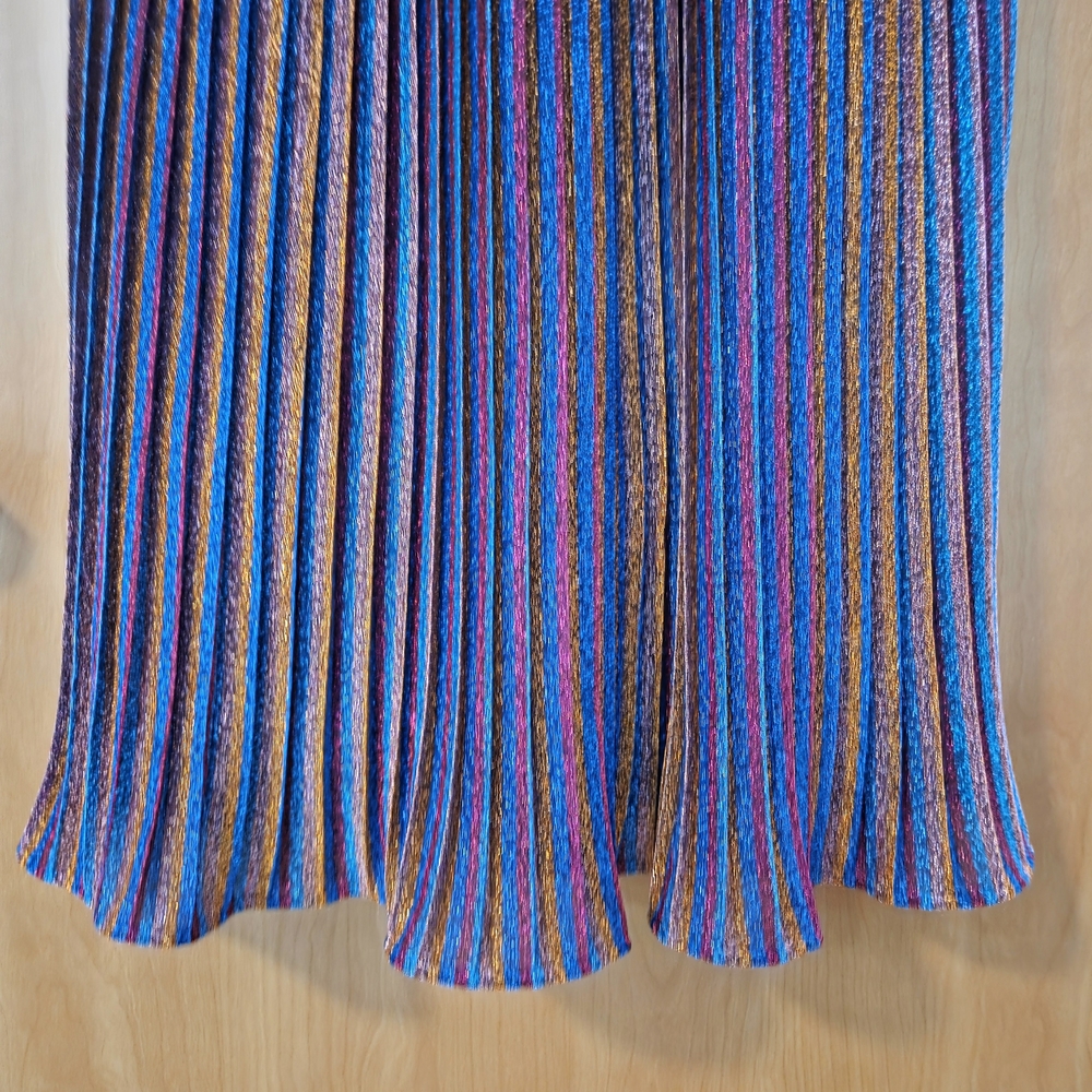 DRESS THE POPULATION Haley Metalic Cobalt Multi Color Midi Dress Size M - Picture 4 of 10